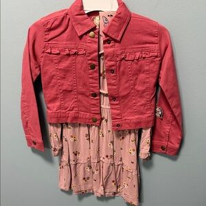 3 pc Pink Kids Jacket,  Dress and head band Set